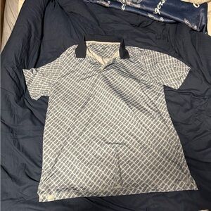 Puma White and Navy Geometric Polo